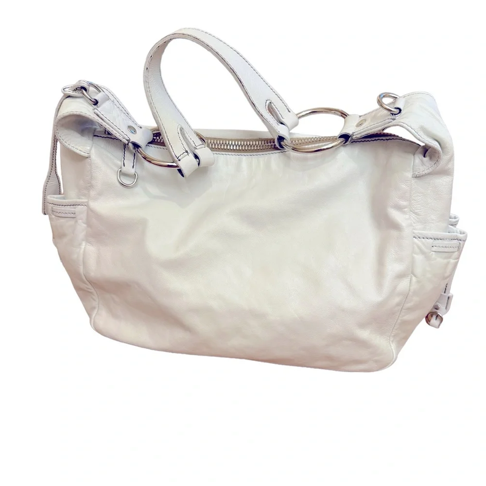 Vintage Miu Miu white leather hobo bag in excellent used condition.
